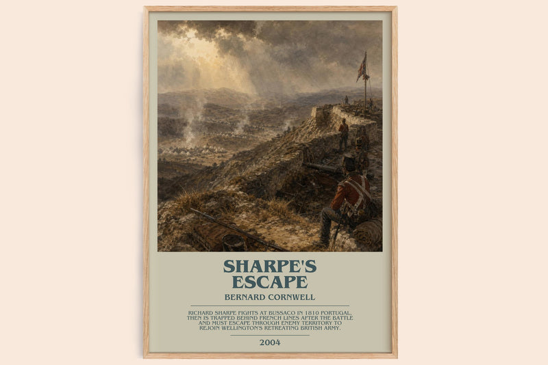 Sharpe's Escape bookish book poster by Bernard Cornwell – framed literary art print