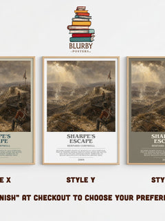 Sharpe's Escape Bookish Wall Art by Bernard Cornwell – Style X, Y and Z side by side – choose your finish