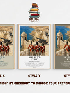 Sharpe's Fury Bookish Wall Art by Bernard Cornwell – Style X, Y and Z side by side – choose your finish