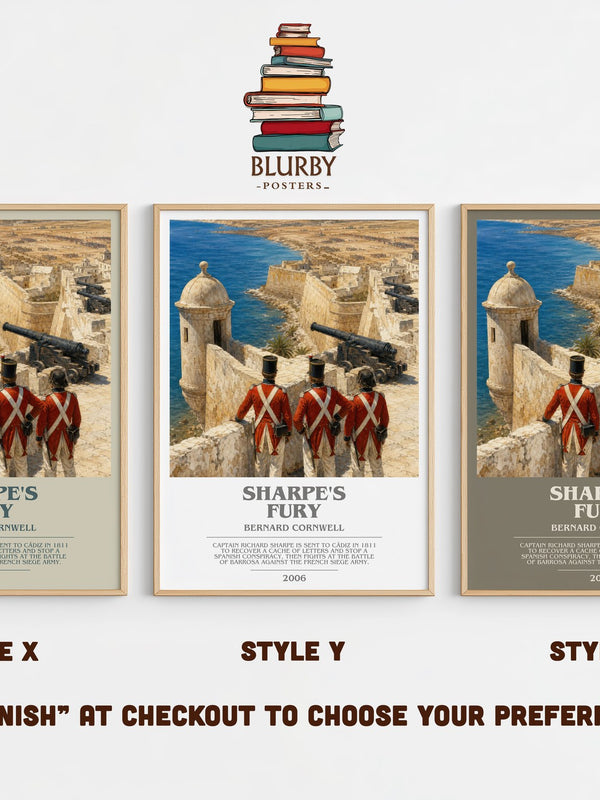 Sharpe's Fury bookish print in frame leaning in hallway – historical fiction wall art