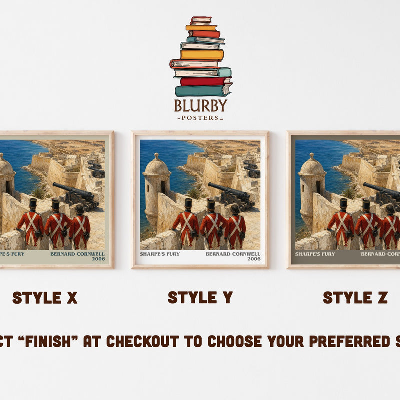 Sharpe's Fury literary print in frame leaning in hallway – historical fiction wall art