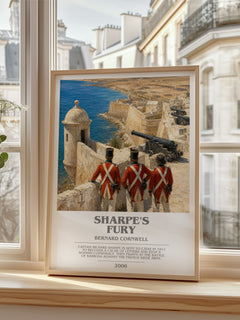 Sharpe's Fury Bookish Wall Art by Bernard Cornwell – framed print by a bright window