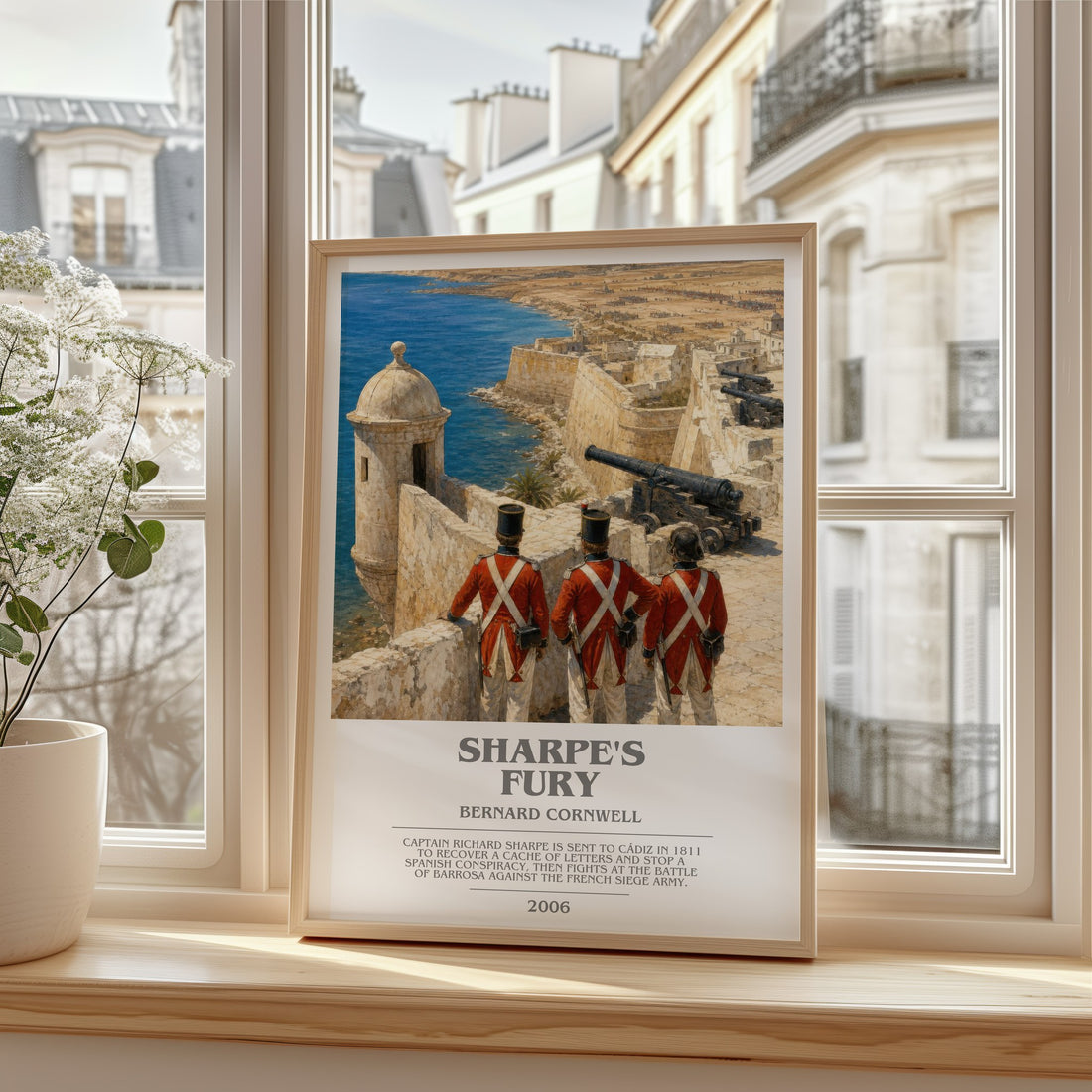 Sharpe's Fury Bookish Wall Art by Bernard Cornwell – framed print by a bright window