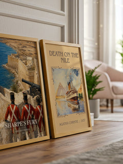 Sharpe's Fury watercolour print framed by window – literary home decor