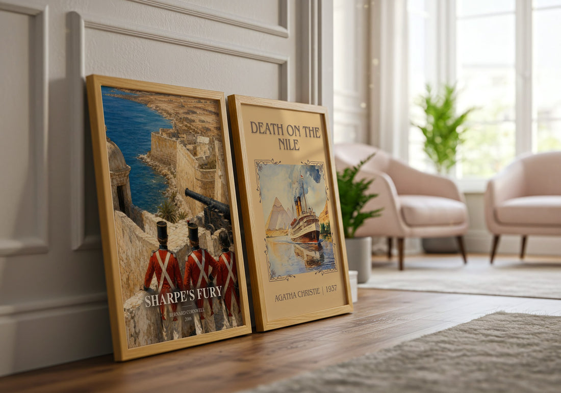 Sharpe's Fury watercolour print framed by window – literary home decor