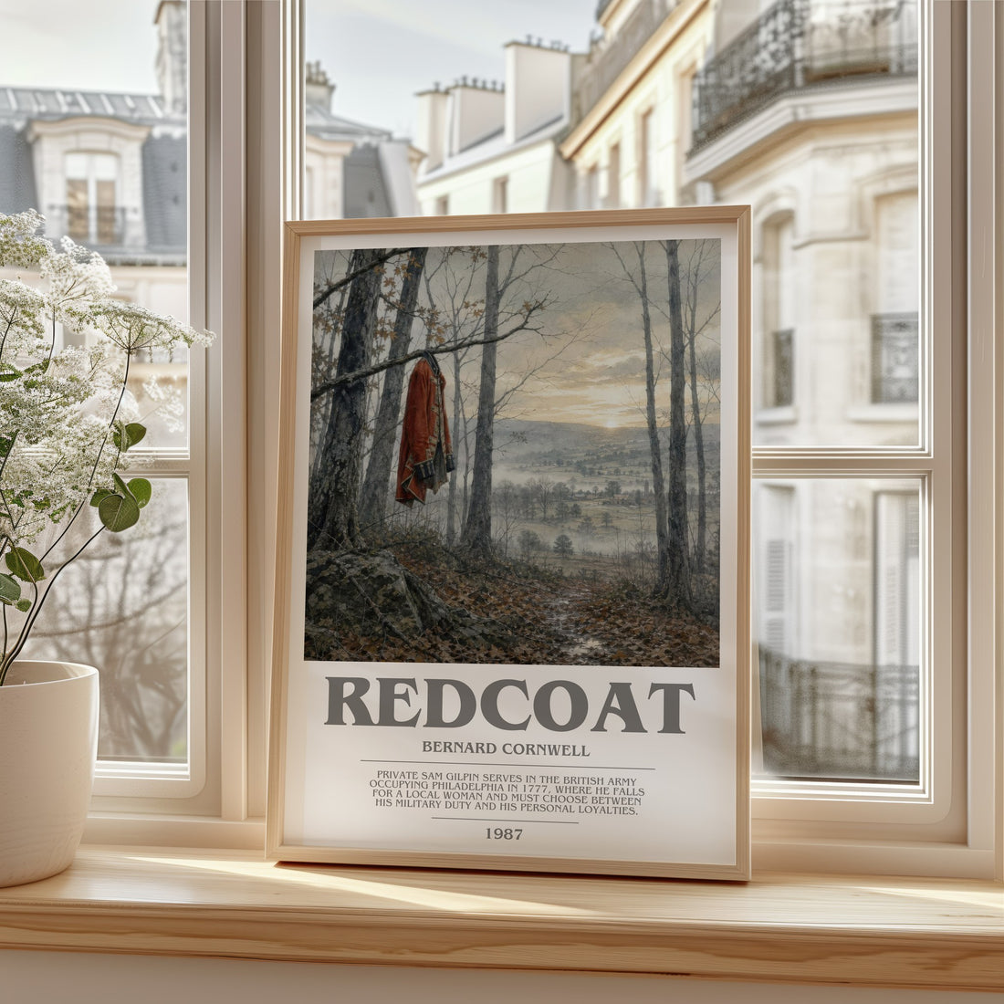 Redcoat Bookish Wall Art by Bernard Cornwell – framed print by a bright window