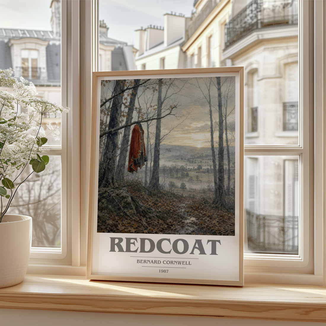 Redcoat Book Cover Poster by Bernard Cornwell – framed print by a bright window