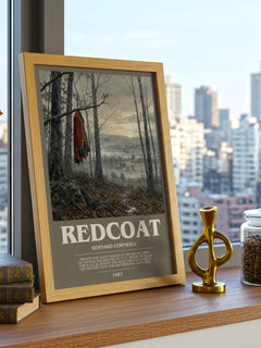 Redcoat Bookish Wall Art by Bernard Cornwell – framed print on a city-view windowsill