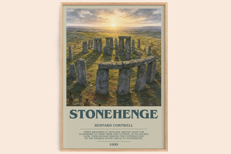 Stonehenge bookish book poster by Bernard Cornwell – framed literary art print