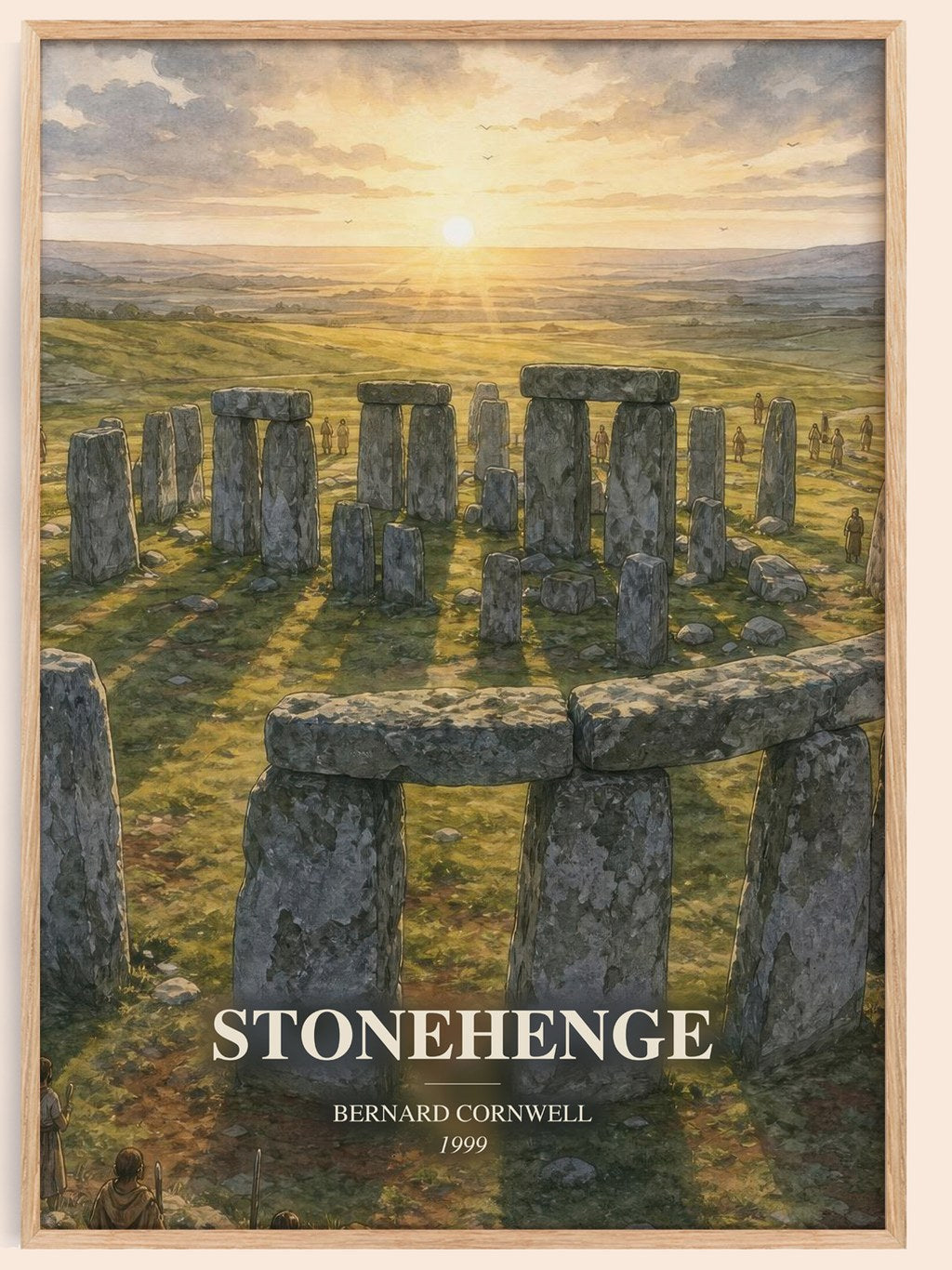 Stonehenge watercolour book poster by Bernard Cornwell – framed literary art print