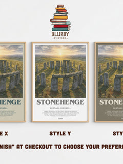 Stonehenge Bookish Wall Art by Bernard Cornwell – Style X, Y and Z side by side – choose your finish