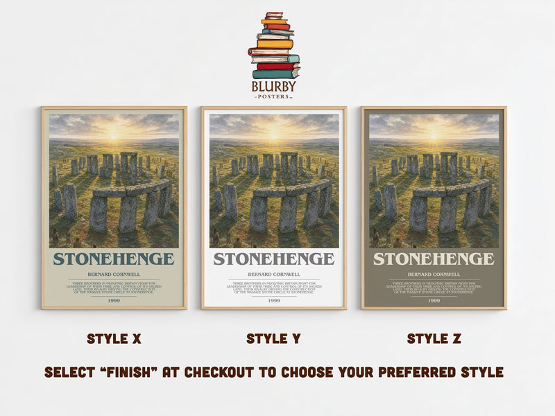 Stonehenge bookish print in frame leaning in hallway – historical fiction wall art
