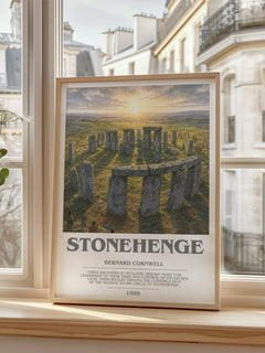 Stonehenge Bookish Wall Art by Bernard Cornwell – framed print by a bright window