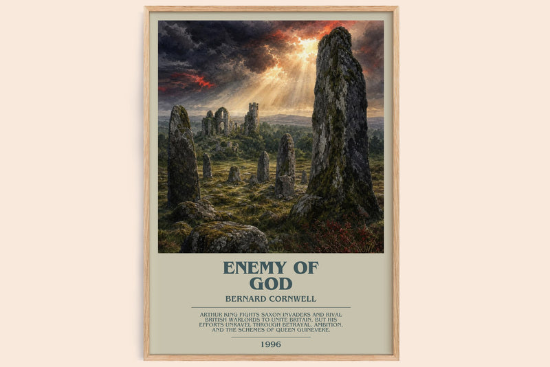 Enemy of God bookish book poster by Bernard Cornwell – framed literary art print