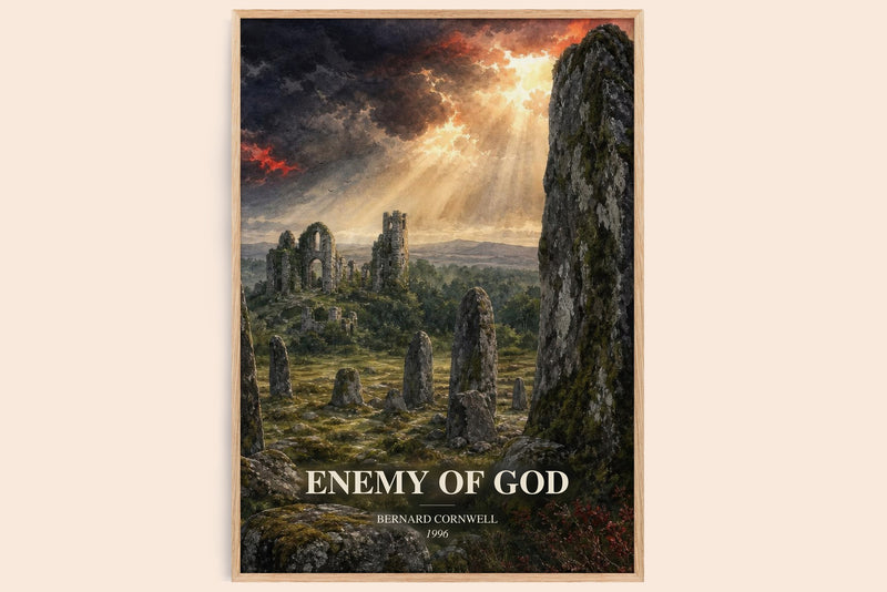 Enemy of God watercolour book poster by Bernard Cornwell – framed literary art print