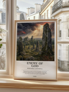 Enemy of God Bookish Wall Art by Bernard Cornwell – framed print by a bright window