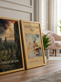 Enemy of God watercolour print framed by window – literary home decor