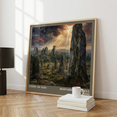Enemy of God Literary Art Print by Bernard Cornwell – large square framed print leaning against a wall