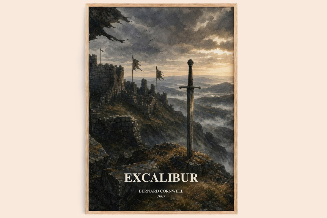 Excalibur watercolour book poster by Bernard Cornwell – framed literary art print