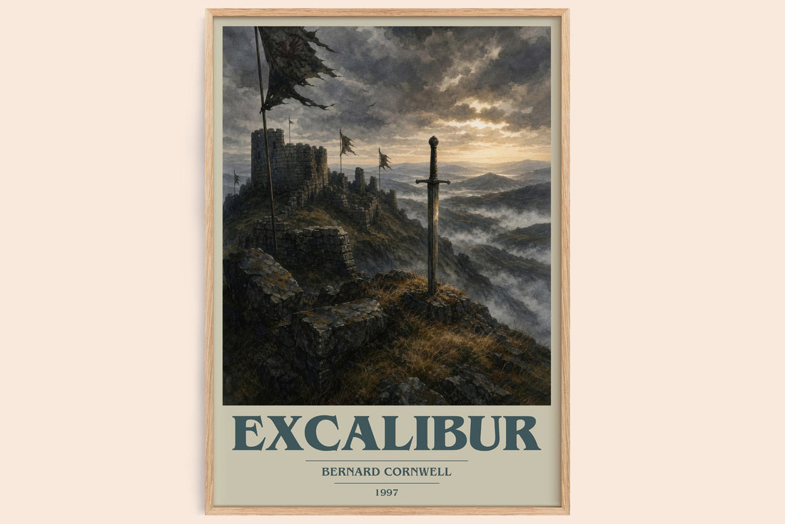 Excalibur book cover book poster by Bernard Cornwell – framed literary art print