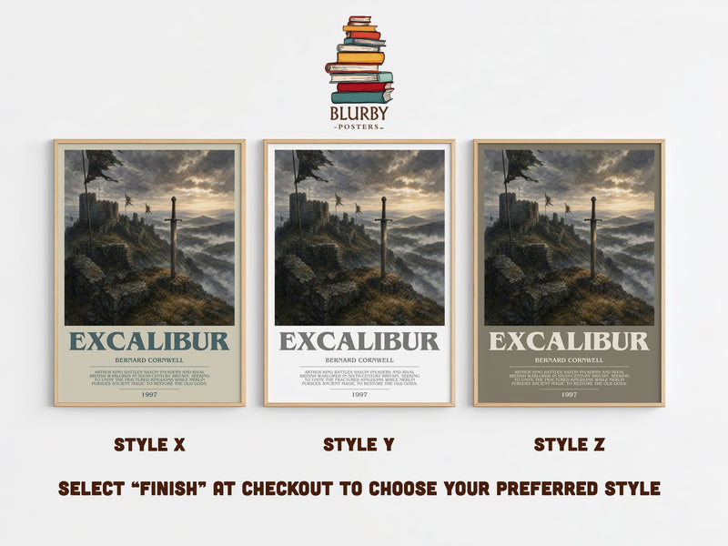 Excalibur bookish print in frame leaning in hallway – historical fiction wall art