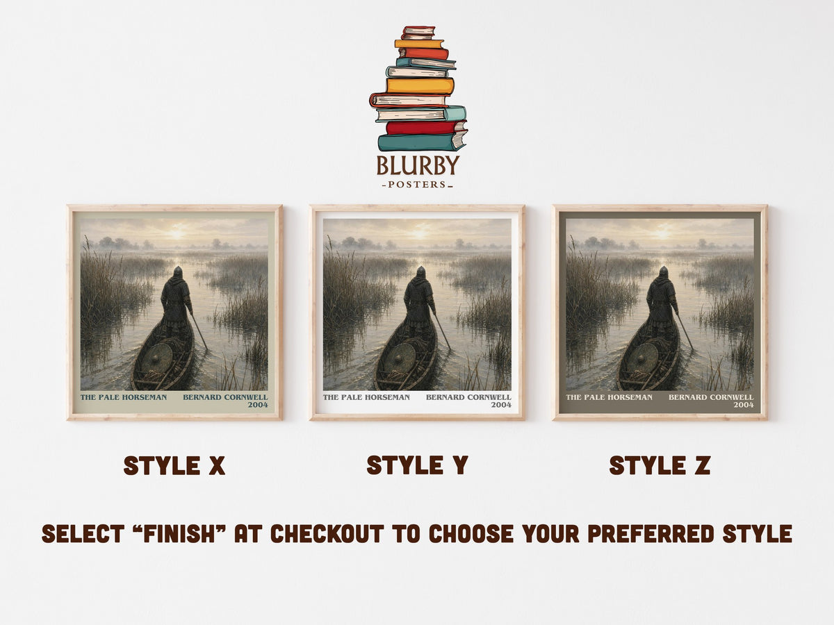 The Pale Horseman literary print in frame leaning in hallway – historical fiction wall art (mockup)