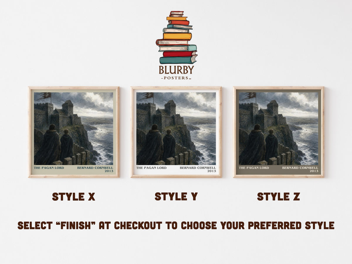The Pagan Lord literary print in frame leaning in hallway – historical fiction wall art (mockup)