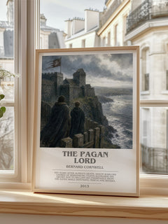 The Pagan Lord Bookish Wall Art by Bernard Cornwell – framed print by a bright window