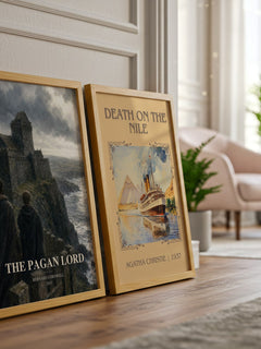 The Pagan Lord watercolour print framed by window – literary home decor