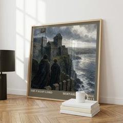 The Pagan Lord Literary Art Print by Bernard Cornwell – large square framed print leaning against a wall