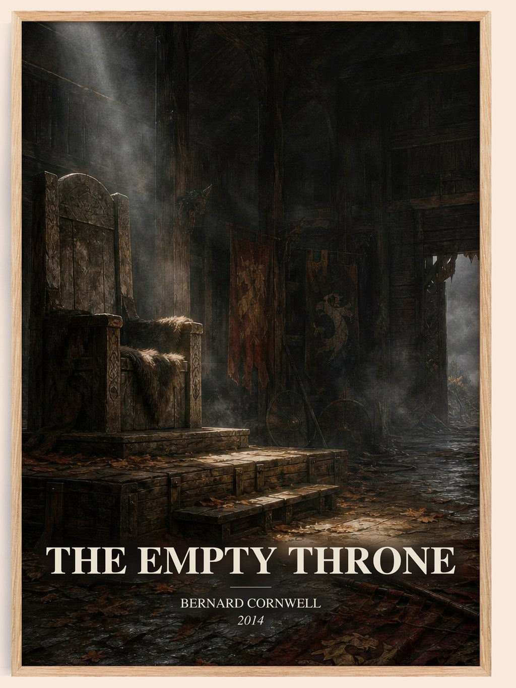 The Empty Throne watercolour book poster by Bernard Cornwell – framed literary art print