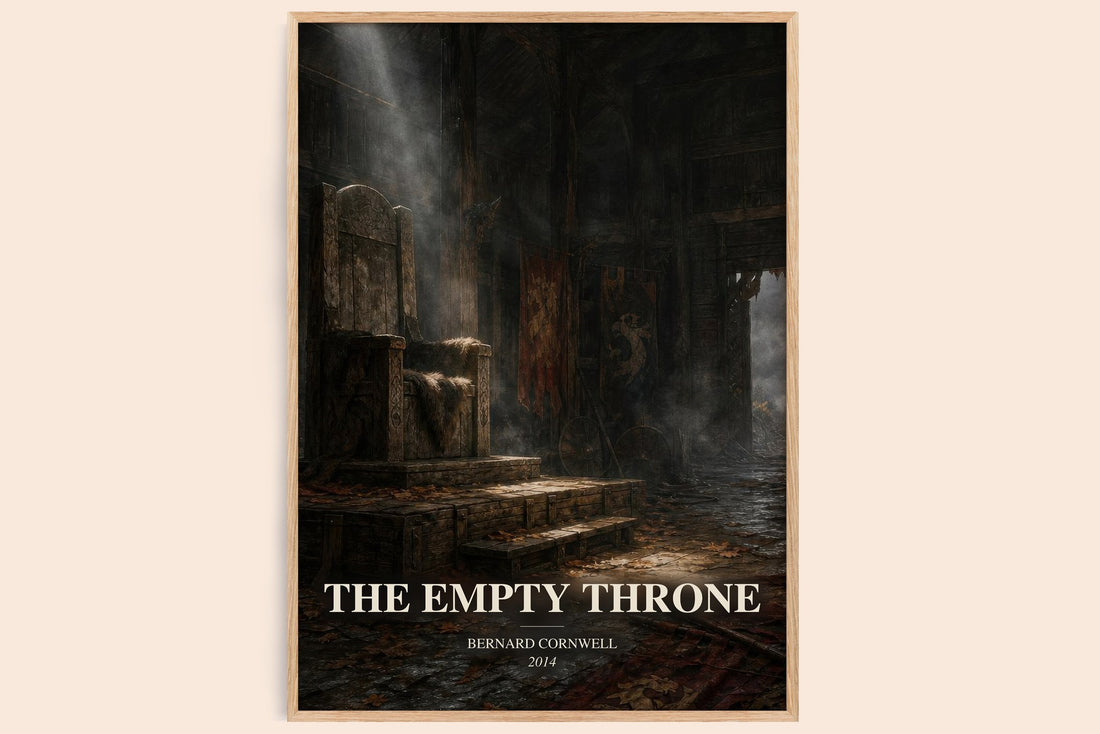 The Empty Throne watercolour book poster by Bernard Cornwell – framed literary art print