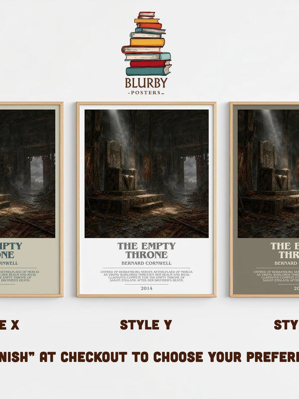 The Empty Throne bookish print in frame leaning in hallway – historical fiction wall art