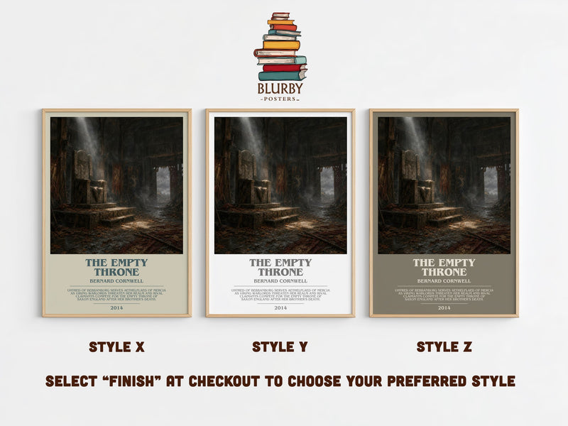 The Empty Throne bookish print in frame leaning in hallway – historical fiction wall art