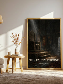The Empty Throne watercolour print in frame leaning in hallway – historical fiction wall art