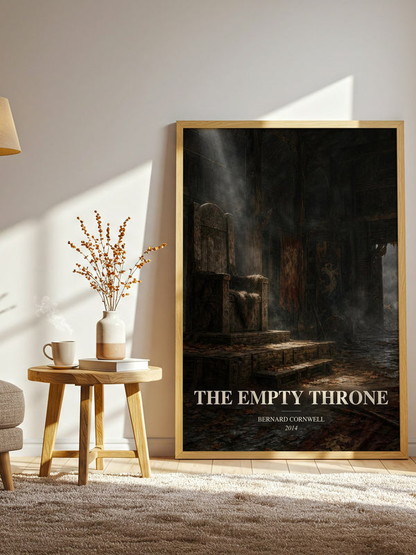 The Empty Throne watercolour print in frame leaning in hallway – historical fiction wall art