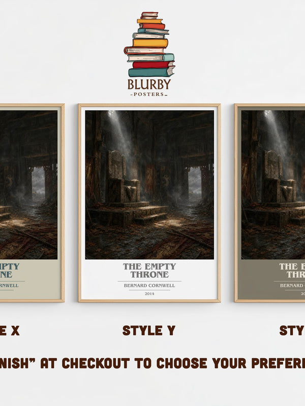 The Empty Throne book cover print in frame leaning in hallway – historical fiction wall art