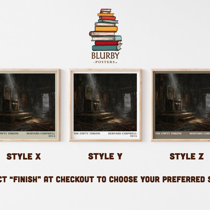 The Empty Throne literary print in frame leaning in hallway – historical fiction wall art