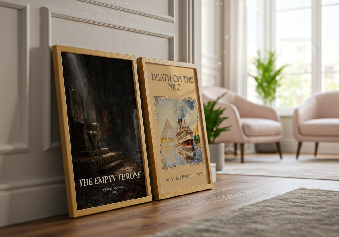 The Empty Throne watercolour print framed by window – literary home decor