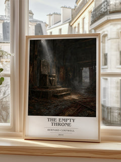 The Empty Throne Book Cover Poster by Bernard Cornwell – framed print by a bright window