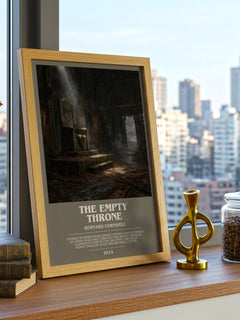 The Empty Throne Bookish Wall Art by Bernard Cornwell – framed print on a city-view windowsill