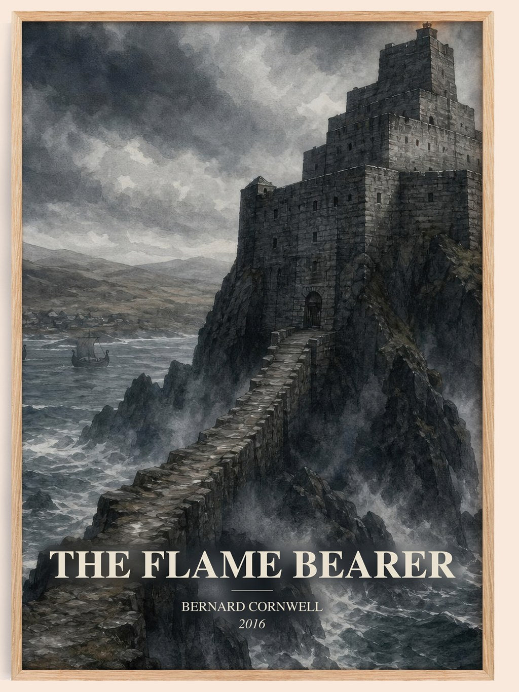 The Flame Bearer watercolour book poster by Bernard Cornwell – framed literary art print