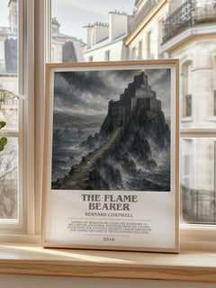 The Flame Bearer Bookish Wall Art by Bernard Cornwell – framed print by a bright window