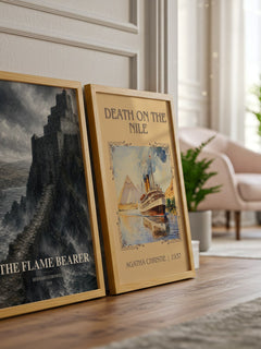 The Flame Bearer watercolour print framed by window – literary home decor