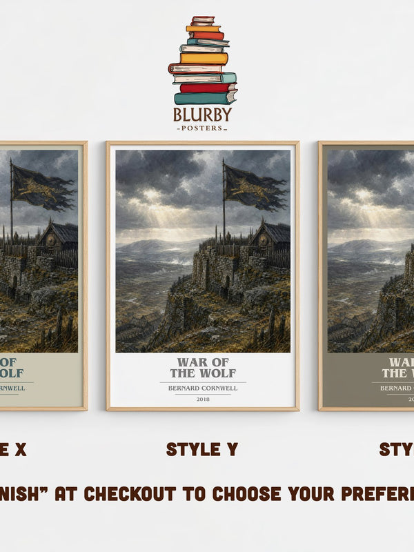 War of the Wolf book cover print in frame leaning in hallway – historical fiction wall art