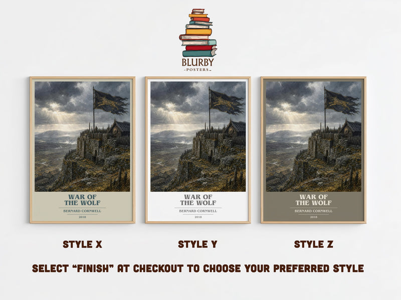 War of the Wolf book cover print in frame leaning in hallway – historical fiction wall art
