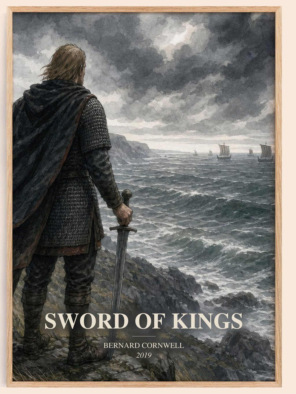 Sword of Kings watercolour book poster by Bernard Cornwell – framed literary art print
