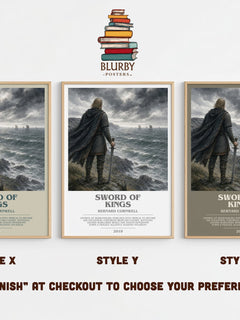 Sword of Kings Bookish Wall Art by Bernard Cornwell – Style X, Y and Z side by side – choose your finish