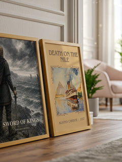 Sword of Kings watercolour print framed by window – literary home decor