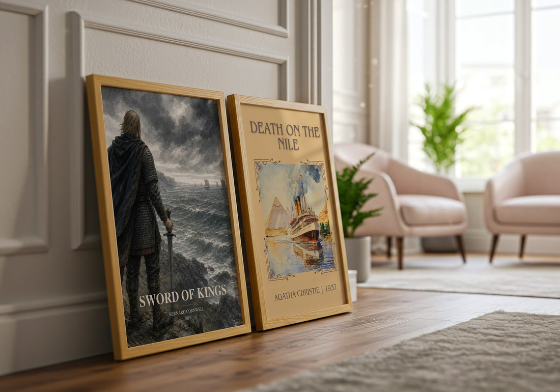 Sword of Kings watercolour print framed by window – literary home decor